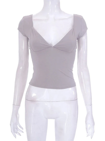 Green V Neck Tank Top For Women 2000s Aesthetic Streetwear