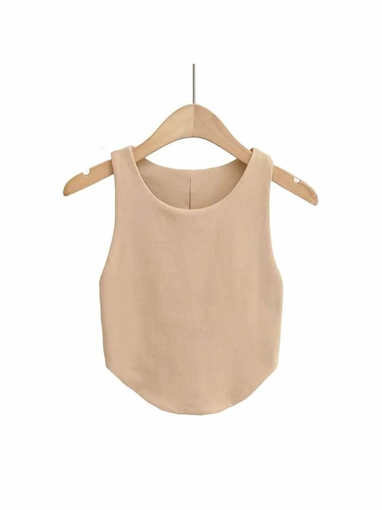 2024 Summer Womens Double Curve Backless Crop Tank Top