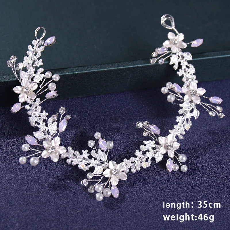 Elegant Pearl & Crystal Bridal Headband - Stunning Rhinestone Leaf Tiara for Women Gold 2
