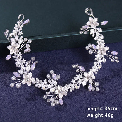 Elegant Pearl & Crystal Bridal Headband - Stunning Rhinestone Leaf Tiara for Women Gold 2