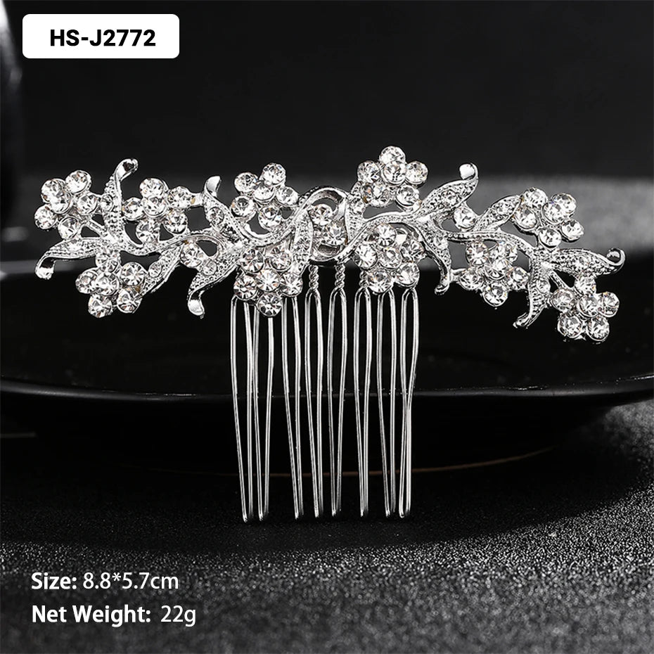 Efily Classic Silver Wedding Hair Combs - Crystal Rhinestone Bridal Accessories HS-J2720S Hair Combs