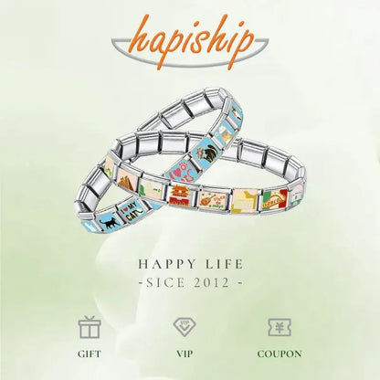 Hapiship 2024 Women Girls A-Z Charm Links Bracelet DIY Personalized Jewelry