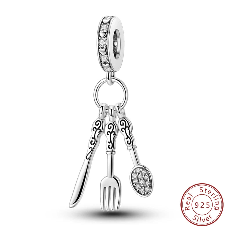 Sterling Silver Camera Coffee Cup Charm Beads for Qikaola Bracelet Jewelry DIY