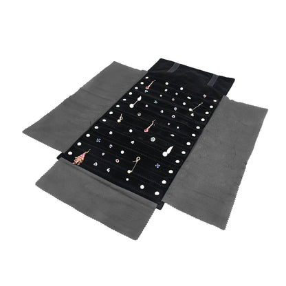Elegant Velvet Travel Jewelry Organizer Roll For Necklaces Bracelets Rings