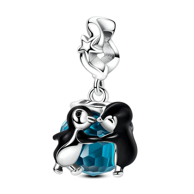 925 Sterling Silver Love Starry Sky Cat Paw Charms Beads