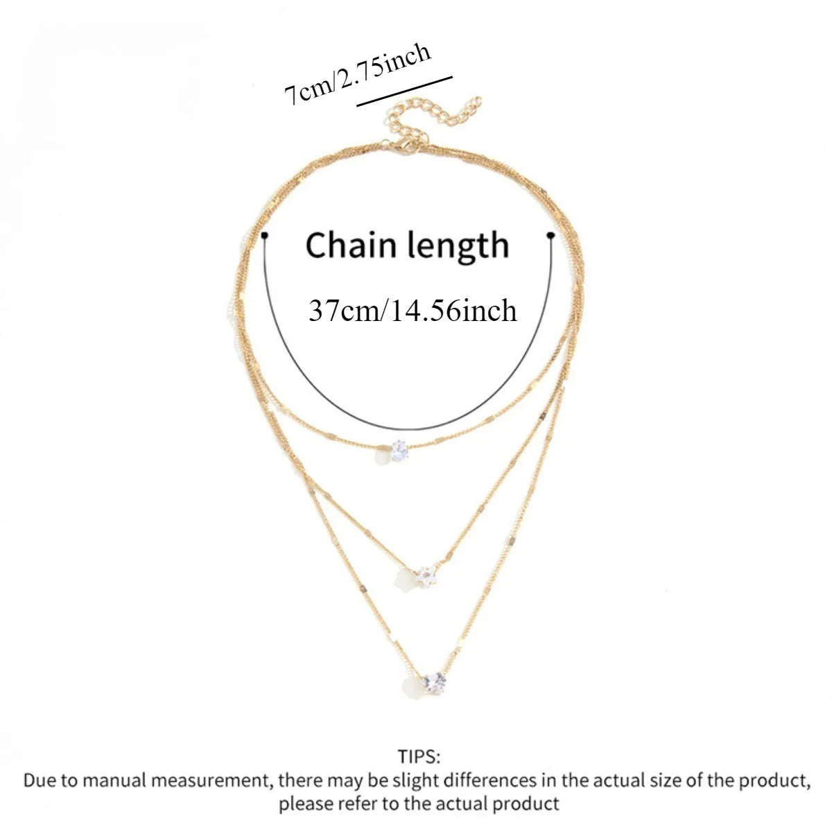 Multi-Layer Star and Heart Water Drop Pendant Necklace for Women - Alloy and Glass Design