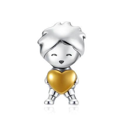 925 Silver Couple Charm Beads for DIY Bracelets Elegant Jewelry B6264