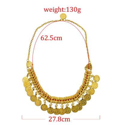 Indian Vintage Coin Tassel Choker Necklace for Women Ethnic Boho Jewelry Gift