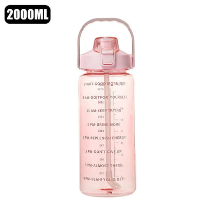 2L Leak Proof Travel Water Bottle With Time Marker Non Slip