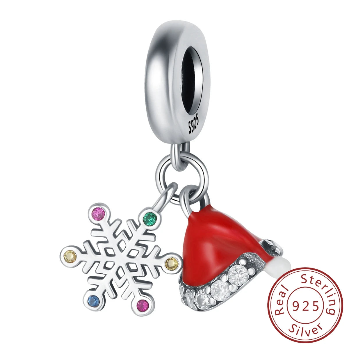 2025 Sterling Silver Christmas Charm Beads for Bracelets and Pendants SSC075