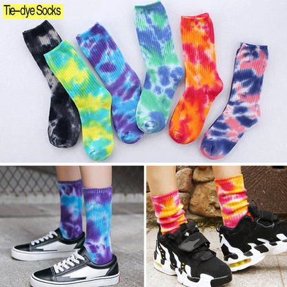 Unisex Antibacterial Tie Dye Cotton Blend Cycling Socks