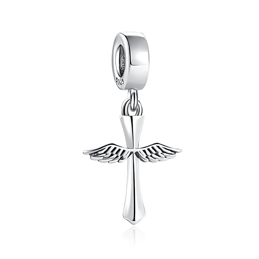 925 Sterling Silver Nurse Cross DIY Charms Beads Zircon