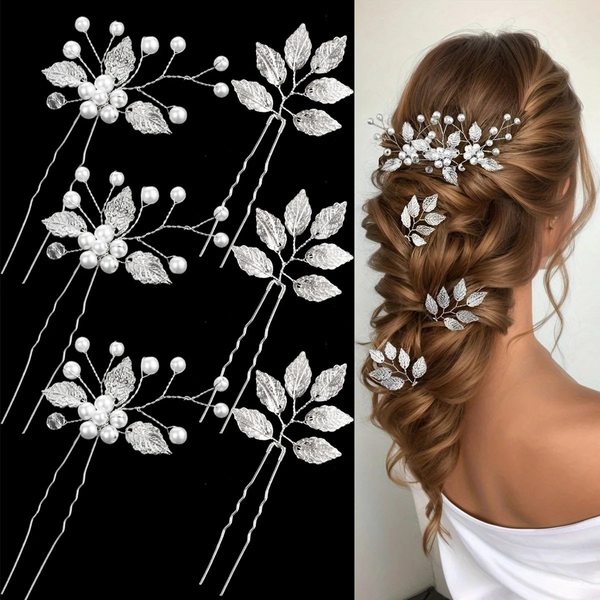 Elegant Pearl Flower Wedding Hairpin Comb Set for Brides