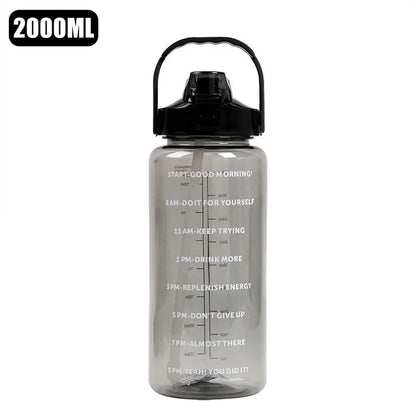 2L Leak Proof Travel Water Bottle With Time Marker Non Slip