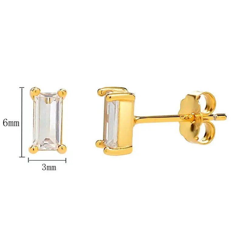 925 Sterling Silver Tiny Stud Earrings Colorful Crystal Luxury Jewelry LN0175-1