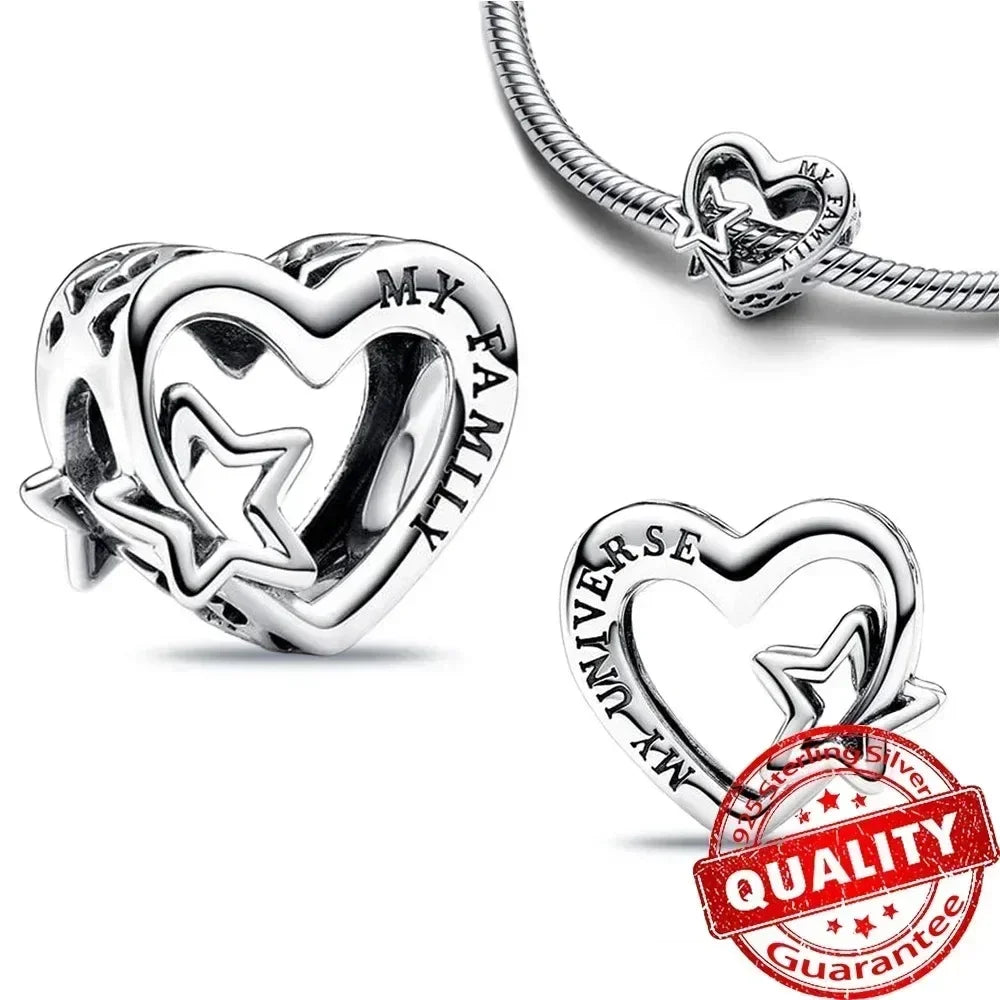 925 Sterling Silver Blue Moon Butterfly Heart Zircon Beads Charms for DIY Necklace and Bracelet Jewelry Gifts for Women
