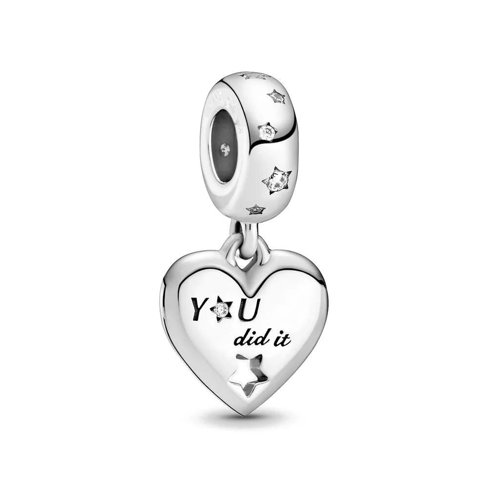 Elegant 925 Sterling Silver Bow Charm with Zircon for Mother's Day Bracelet