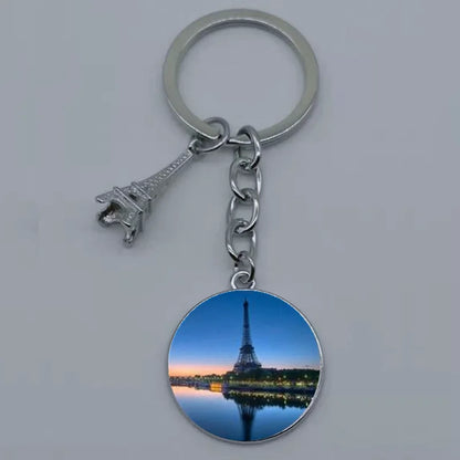 Paris Eiffel Tower Glass Pendant Keychain for Women with Artistic Design
