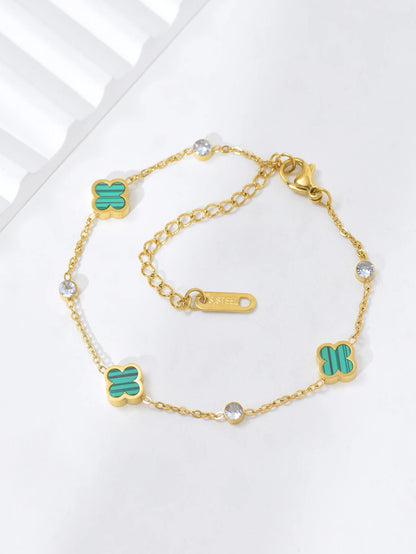 Lucky Luxury Flower Decor Bracelet for Women - Stainless Steel Fashion Jewelry Gift