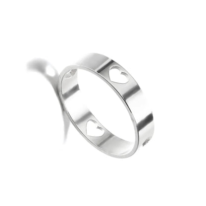 Romantic Geometric Love Ring for Women Stainless Steel Wedding Band