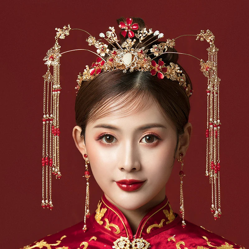 Elegant Women's Hanfu Hair Combs Set for Traditional Chinese Weddings - Bridal Headdress and Jewelry Pins