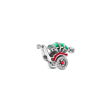 DIY Christmas Charm Bracelet with Santa Reindeer Snowman Tree Train Beads in Silver 925 YY0354