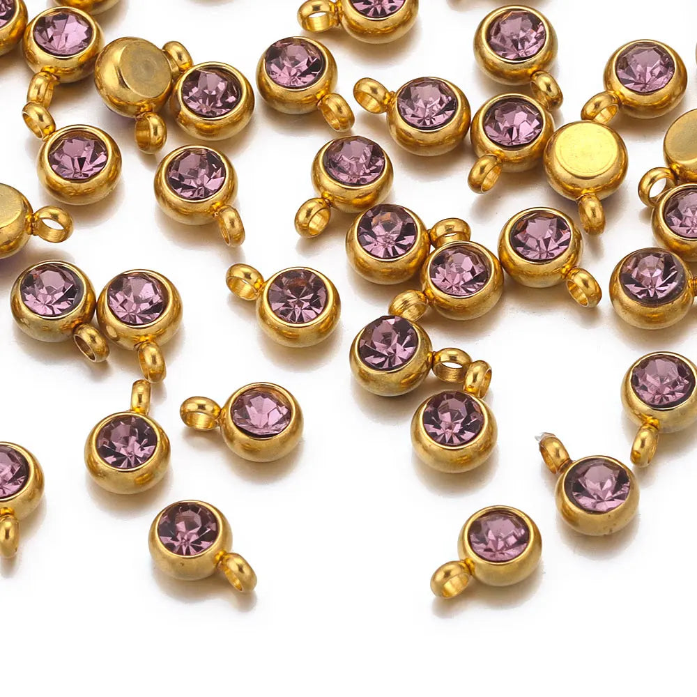 Colorful Crystal Stainless Steel Charms Set for DIY Jewelry Making