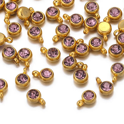Colorful Crystal Stainless Steel Charms Set for DIY Jewelry Making