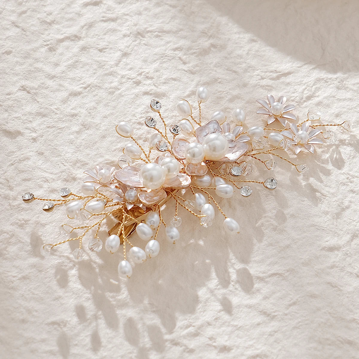 Handmade Pearl Flower Hair Clips Bridal Wedding Jewelry Gift Set