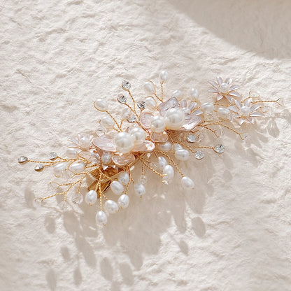 Handmade Pearl Flower Hair Clips Bridal Wedding Jewelry Gift Set