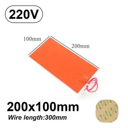 12V 220V Silicone Rubber Heating Pad Flexible Waterproof Heater 200x100mm-220v