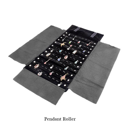 Elegant Velvet Travel Jewelry Organizer Roll For Necklaces Bracelets Rings