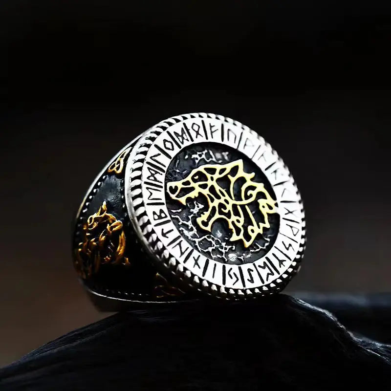 Odin's Raven Viking Rings Set for Men - Norse Mythology Wolf Totem Jewelry