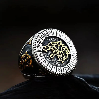 Odin's Raven Viking Rings Set for Men - Norse Mythology Wolf Totem Jewelry