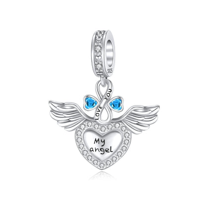 Sterling Silver 925 Angel Wing Heart Bird Charms for Bracelets and Necklaces Women's Fine DIY Jewelry Gifts