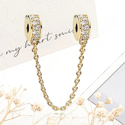 Sparkling Gold Safety Chain Infinity Snake Charm Beads