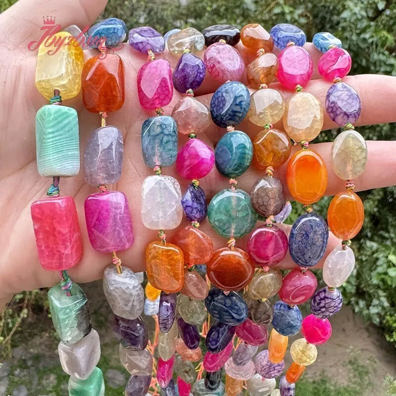 Natural Multicolor Cracked Agate Faceted Stone Beads for DIY Necklaces and Bracelets 15 Inches