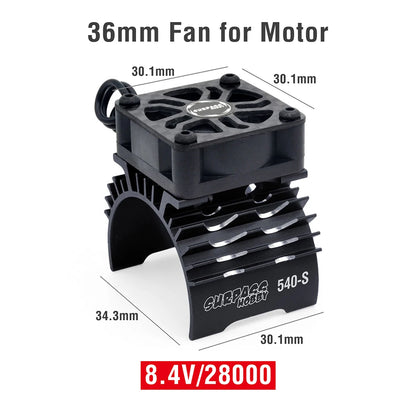 SURPASS HOBBY RC Motor Fan Cooling Heatsink for 380 390 540 550 36mm Black