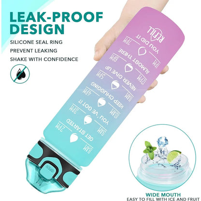 32 Oz Motivational Water Bottle With Straw And Strap