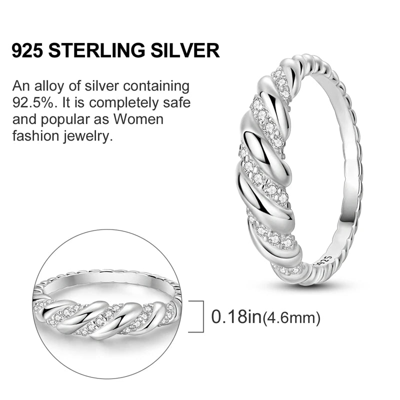 Elegant 925 Sterling Silver Heart Zircon Ring for Women Starmoon Design Engagement or Wedding Gift SER205