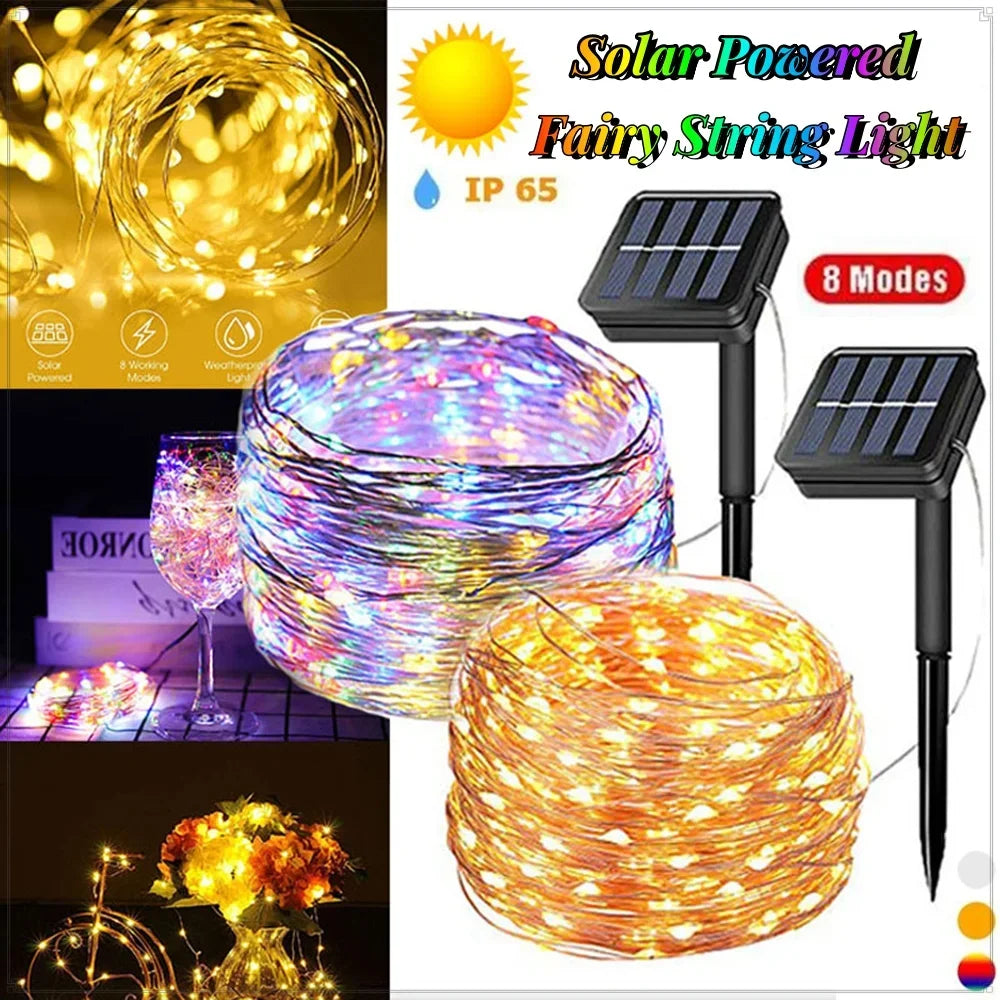 300LED Solar String Lights Outdoor Waterproof Fairy Lights