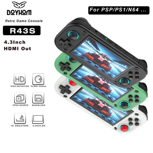2025 R43S Retro Handheld Game Console 4.3 Inch 1920x1080 Linux EmuELEC Portable Pocket Player HDMI Out 14000 Games Expandable 256GB