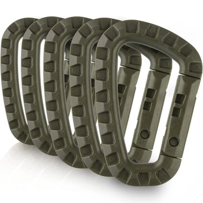 5Pcs Tactical 3.5 Inch Plastic Carabiner Molle Clip EDC Tools Army Green