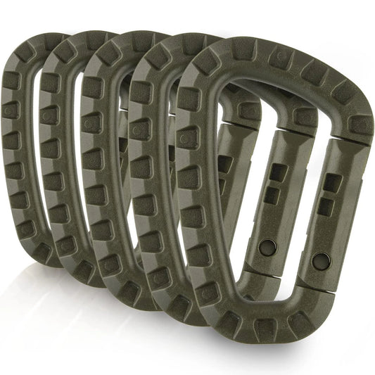 5Pcs Tactical 3.5 Inch Plastic Carabiner Molle Clip EDC Tools Army Green