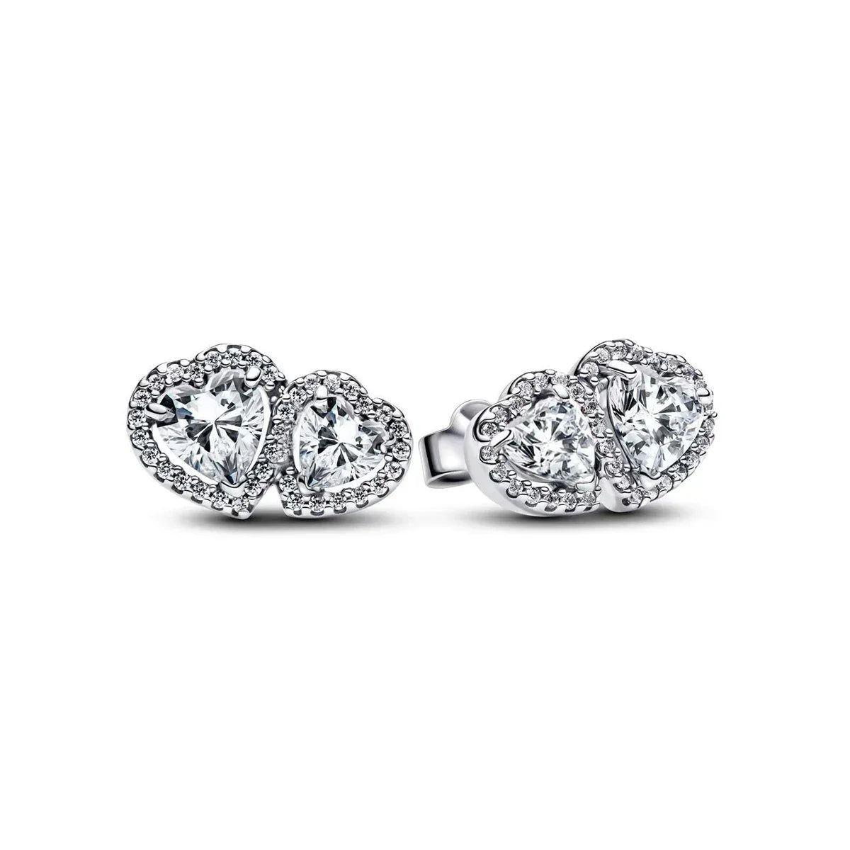 Luxury 925 Sterling Silver Chunky Hoop Earrings with Big Heart Zircon Accents for Women Wedding Party Jewelry Gifts