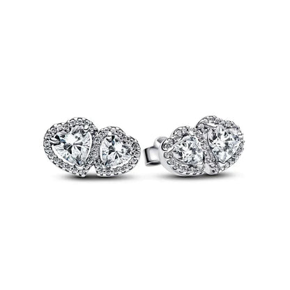 925 Sterling Silver Heart Jewelry Set With Colorful Zircon Sparkling Ring Earrings and Necklace for Women Gift