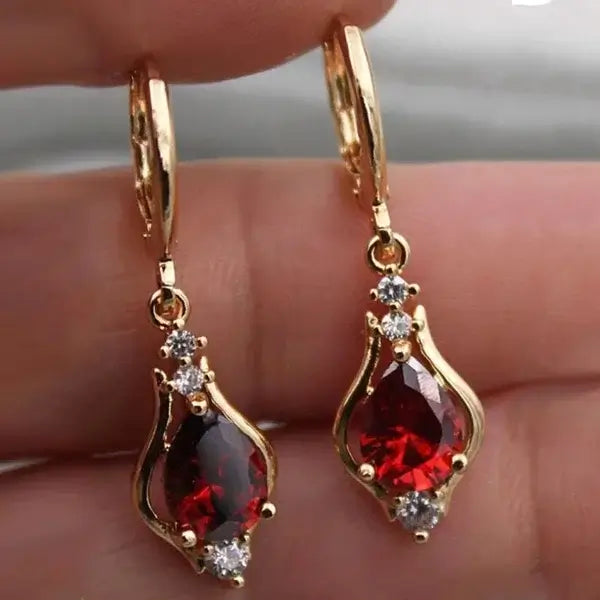 Classic Trend Earrings Gold Color Filled Zircon Dangle Jewelry C739-1