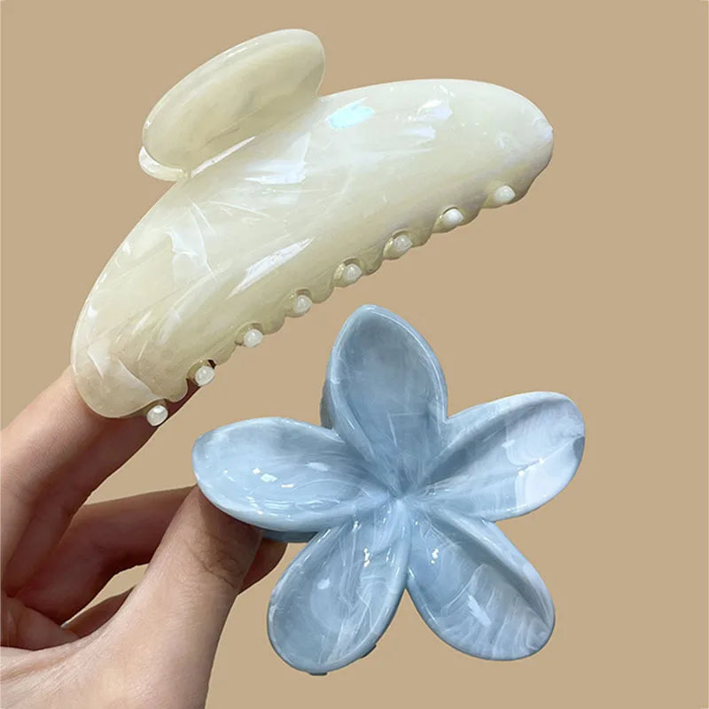 Korean Hawaiian Floral Hair Claw Clips for Women - Trendy Beach Hair Accessories