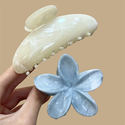 Korean Hawaiian Floral Hair Claw Clips for Women - Trendy Beach Hair Accessories