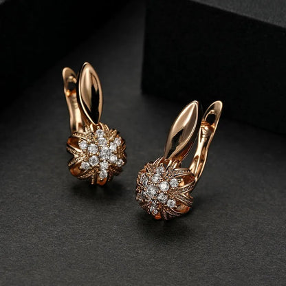 Dckazz Rose Gold Crystal Pendant Intertwined Drop Earrings for Women Christmas Gift